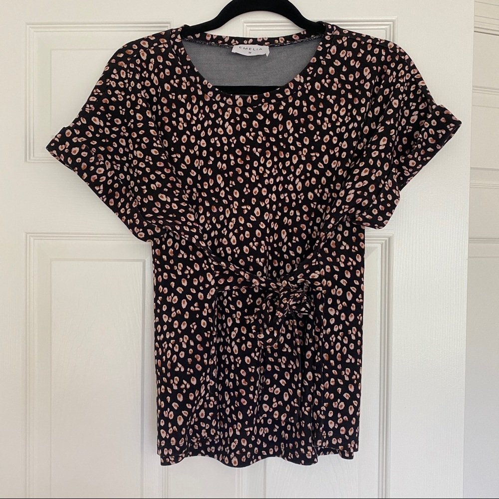 Black and blush cheetah print blouse